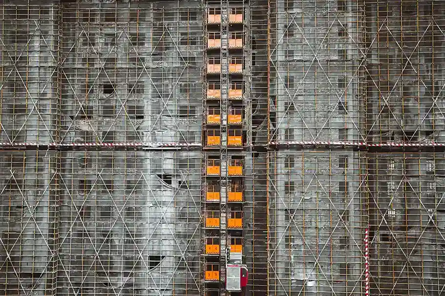 A building with Scaffolding 