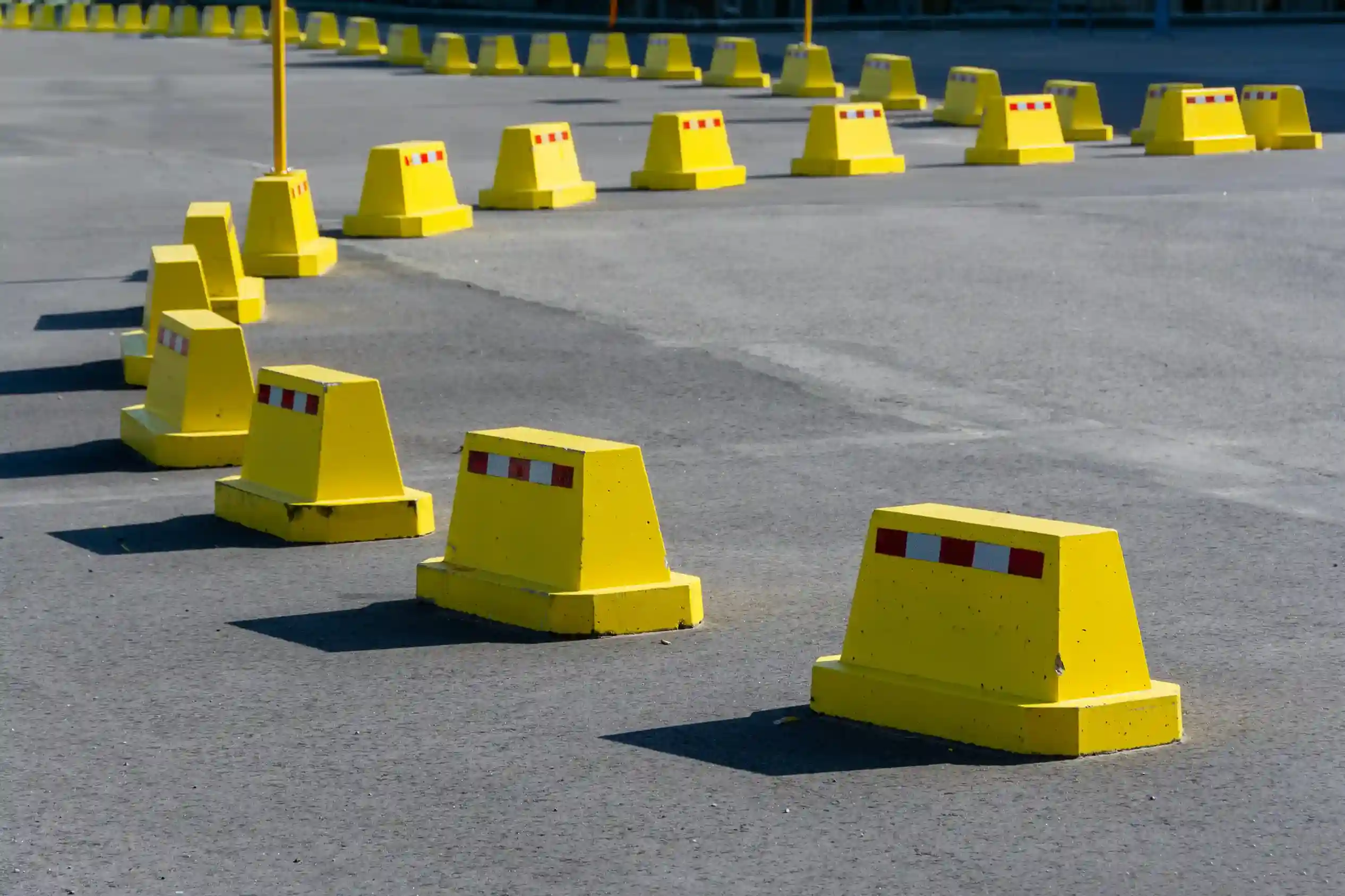 A road with Jersey Barriers